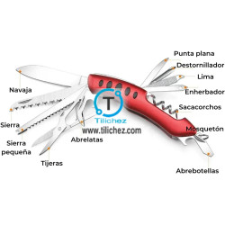 15 en 1, herramienta Suiza y Multiherramienta, para Supervivencia de Acero Inoxidable